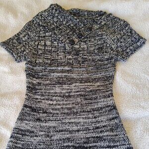 Black Gray Knit Sweater Bodycon dress